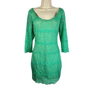 BEBE Robins Egg Blue Mint Green Lace Dress Womans Small